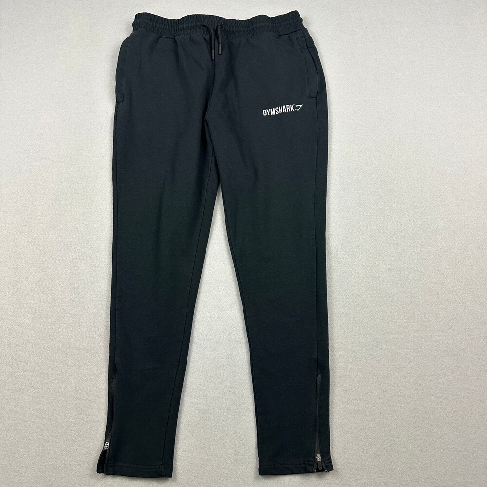 Gymshark Pants Men Small Black Jogger Tapered Sweatpants Zip Leg Athleisure S